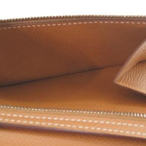 美品 エルメス ベアンスフレ ヴォーエプソン ゴールド シルバー金具 C刻印(2018年製) 長財布 茶 1602【中古】HERMES