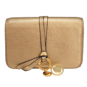 新品同様 クロエ アルファベット レザー ゴールド 3つ折り財布 財布 1626【中古】Chloe