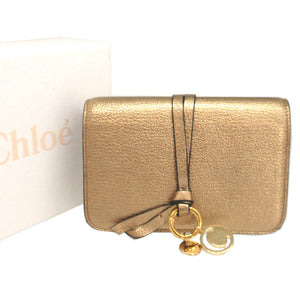 新品同様 クロエ アルファベット レザー ゴールド 3つ折り財布 財布 1626【中古】Chloe