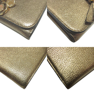 新品同様 クロエ アルファベット レザー ゴールド 3つ折り財布 財布 1626【中古】Chloe