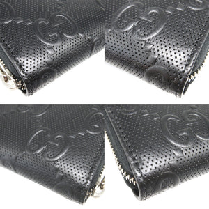 新品同様 グッチ 625558 ダブルG GGエンボス ブラック 黒 ラウンドファスナー長財布 財布 1632【中古】GUCCI