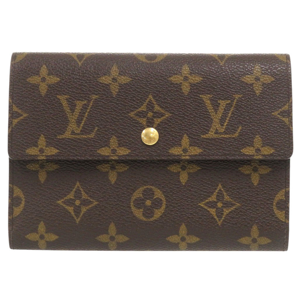 ベタ無し 美品 ルイ ヴィトン ポルトトレゾール エテュイ パピエ モノグラム M61202 ブラウン 三つ折り財布 LV 1637【中古】LOUIS VUITTON
