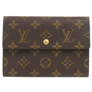 ベタ無し 美品 ルイ ヴィトン ポルトトレゾール エテュイ パピエ モノグラム M61202 ブラウン 三つ折り財布 LV 1637【中古】LOUIS VUITTON