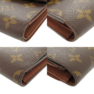 ベタ無し 美品 ルイ ヴィトン ポルトトレゾール エテュイ パピエ モノグラム M61202 ブラウン 三つ折り財布 LV 1637【中古】LOUIS VUITTON