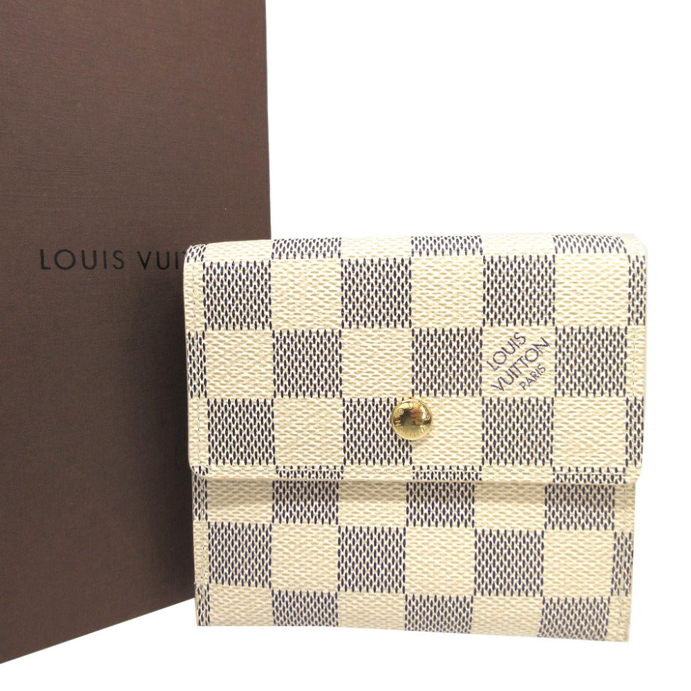 美品 ルイヴィトン ダミエアズール N61744 ポルトフォイユ エリーズ アイボリー Wホック財布 財布 1639【中古】LOUIS VUITTON