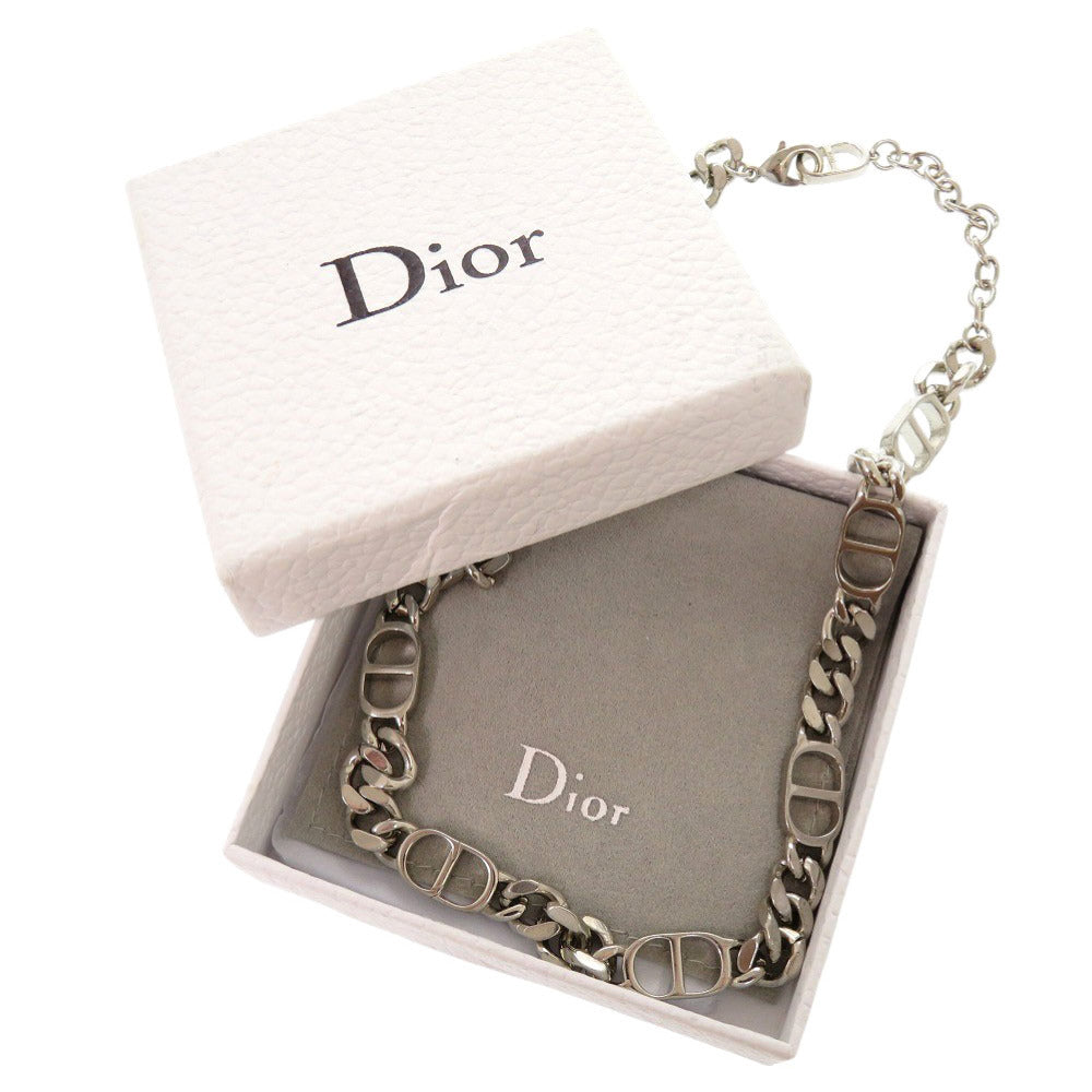 美品 ディオール CD Icon チェーンリンク N1574HOMMT 真鍮 シルバー ネックレス 1664【中古】Dior メンズ