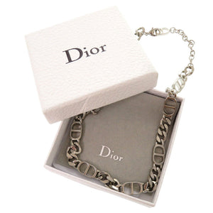 美品 ディオール CD Icon チェーンリンク N1574HOMMT 真鍮 シルバー ネックレス 1664【中古】Dior メンズ
