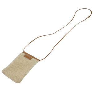 美品 トッズ ロゴ付き スマートフォン バッグ ショルダーバッグ 携帯 スマホアクセサリー ムートン ホワイト 1673【中古】TOD’S