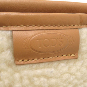 美品 トッズ ロゴ付き スマートフォン バッグ ショルダーバッグ 携帯 スマホアクセサリー ムートン ホワイト 1673【中古】TOD’S