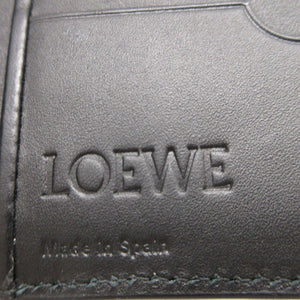 新品同様 ロエベ アナグラム レザー ネイビー 紺 2つ折り札入れ 財布 1675【中古】LOEWE