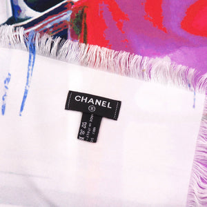 美品 シャネル 大判 Exclusive Edition ショール ストール ココマーク 車 限定 フリンジ シルク 1724【中古】CHANEL