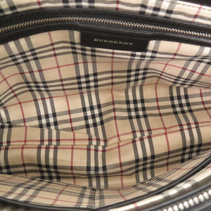 美品 バーバリー ノバチェック レザー ブラック ハンドバッグ 黒 1798【中古】BURBERRY
