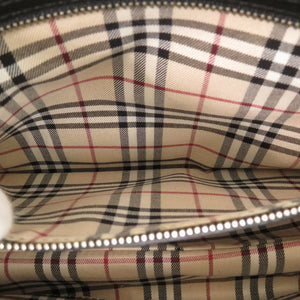 美品 バーバリー ノバチェック レザー ブラック ハンドバッグ 黒 1798【中古】BURBERRY