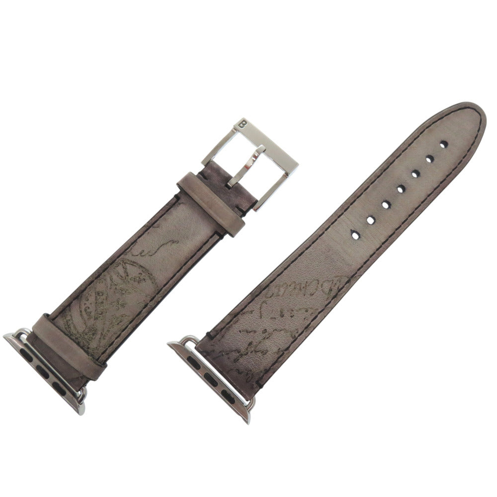 美品 ベルルッティ AppleWatch アップルウォッチ 44対応 カリグラフィ レザーベルト 替えベルト 腕時計 レザー グレー 1843【中古】BERLUTI