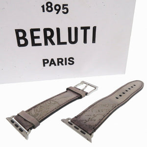 美品 ベルルッティ AppleWatch アップルウォッチ 44対応 カリグラフィ レザーベルト 替えベルト 腕時計 レザー グレー 1843【中古】BERLUTI