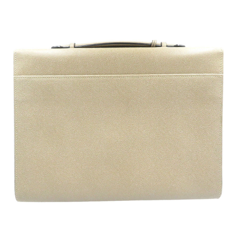美品 ヴァレクストラ スリム ポートフォリオ レザー シルバー金具 ベージュ ビジネスバッグ ブリーフケース 1885【中古】Valextra