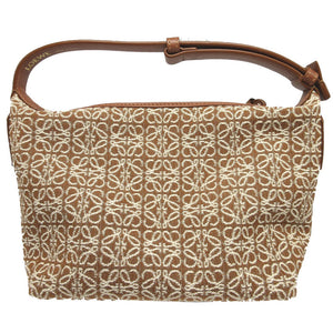 新品同様 ロエベ アナグラム Q995250X01 レザー キャンバス ブラウン 茶 キュービィ スモール ホーボー ショルダーバッグ 1889【中古】LOEWE