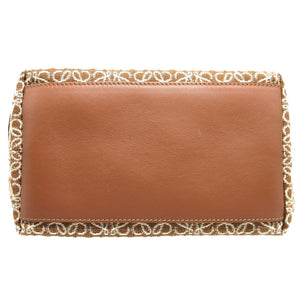 新品同様 ロエベ アナグラム Q995250X01 レザー キャンバス ブラウン 茶 キュービィ スモール ホーボー ショルダーバッグ 1889【中古】LOEWE