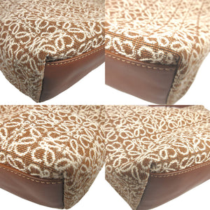 新品同様 ロエベ アナグラム Q995250X01 レザー キャンバス ブラウン 茶 キュービィ スモール ホーボー ショルダーバッグ 1889【中古】LOEWE