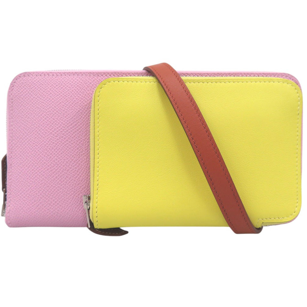 新品同様 エルメス ヌーヴォー トゥー ゴー ジップ ショルダーウォレット 長財布 B刻印 モーヴシルベストル ライム キュイーブル  長財布 ヴォーエプソン ヴォースイフト【中古】HERMES