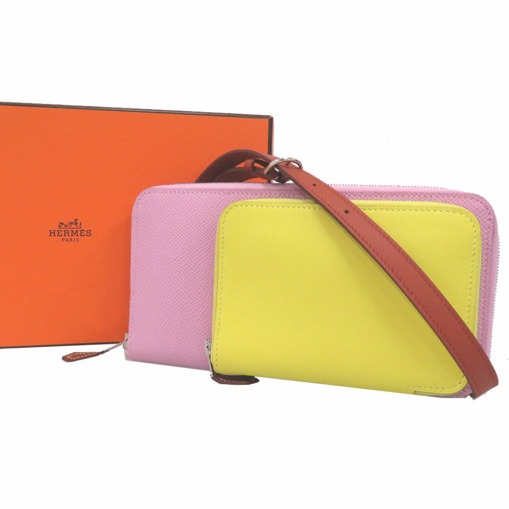 新品同様 エルメス ヌーヴォー トゥー ゴー ジップ ショルダーウォレット 長財布 B刻印 モーヴシルベストル ライム キュイーブル  長財布 ヴォーエプソン ヴォースイフト【中古】HERMES
