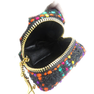 新品同様 サンローランパリ 669964 ツイード レザー ゴールド金具 ブラック マルチカラー コインケース 小物入れ 1932【中古】SAINT LAURENT