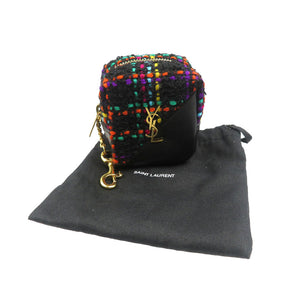 新品同様 サンローランパリ 669964 ツイード レザー ゴールド金具 ブラック マルチカラー コインケース 小物入れ 1932【中古】SAINT LAURENT
