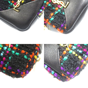 新品同様 サンローランパリ 669964 ツイード レザー ゴールド金具 ブラック マルチカラー コインケース 小物入れ 1932【中古】SAINT LAURENT