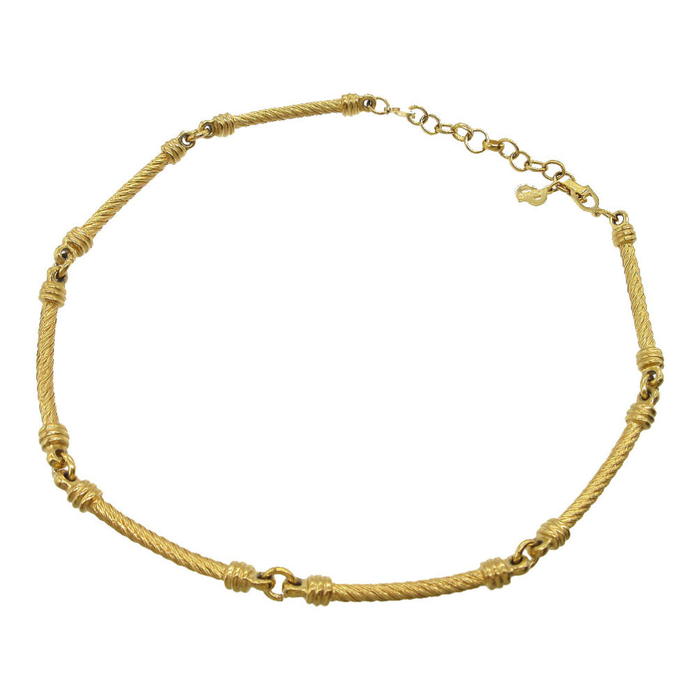 美品 クリスチャン ディオール ヴィンテージ チョーカー ロープ ネックレス メタル ゴールド 1941【中古】Christian Dior