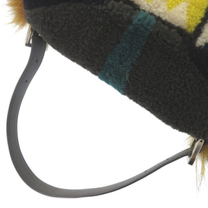 美品 フェンディ マンマバケット モンスター  フォックス/ムートン イエロー/ブラック ハンドバッグ 1957【中古】FENDI