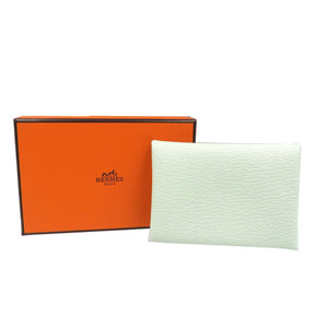 未使用 エルメス カルヴィ デュオ ヴェルソ B刻印 シェーブル シルバー金具 ヴェールフィズ ライトグリーン コインケース 1965【中古】HERMES