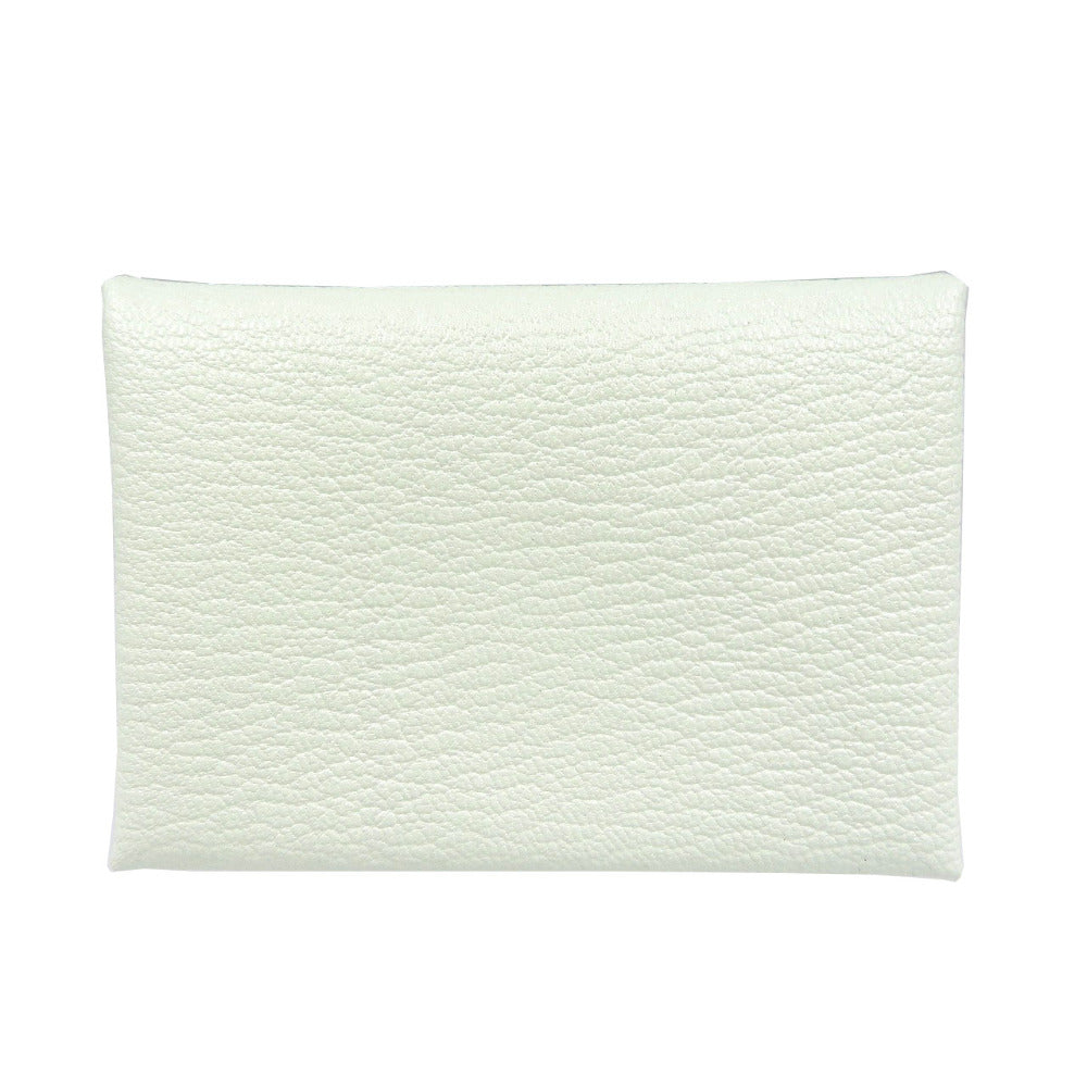 未使用 エルメス カルヴィ デュオ ヴェルソ B刻印 シェーブル シルバー金具 ヴェールフィズ ライトグリーン コインケース 1965【中古】HERMES