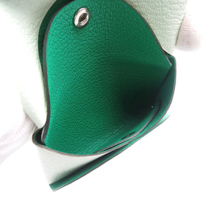 未使用 エルメス カルヴィ デュオ ヴェルソ B刻印 シェーブル シルバー金具 ヴェールフィズ ライトグリーン コインケース 1965【中古】HERMES