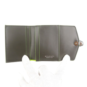 新品同様 ブルガリ 289532 セルペティ フラグメント コンパクトウォレット レザー シルバー金具 グレー イエロー 三つ折り財布 1985【中古】BVLGARI