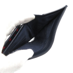 美品 クリスチャンディオール レディディオール ハート レザー ゴールド金具 ネイビー レッド 二つ折り財布 1980【中古】Christian Dior