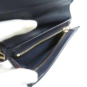 美品 クリスチャンディオール レディディオール ハート レザー ゴールド金具 ネイビー レッド 二つ折り財布 1980【中古】Christian Dior