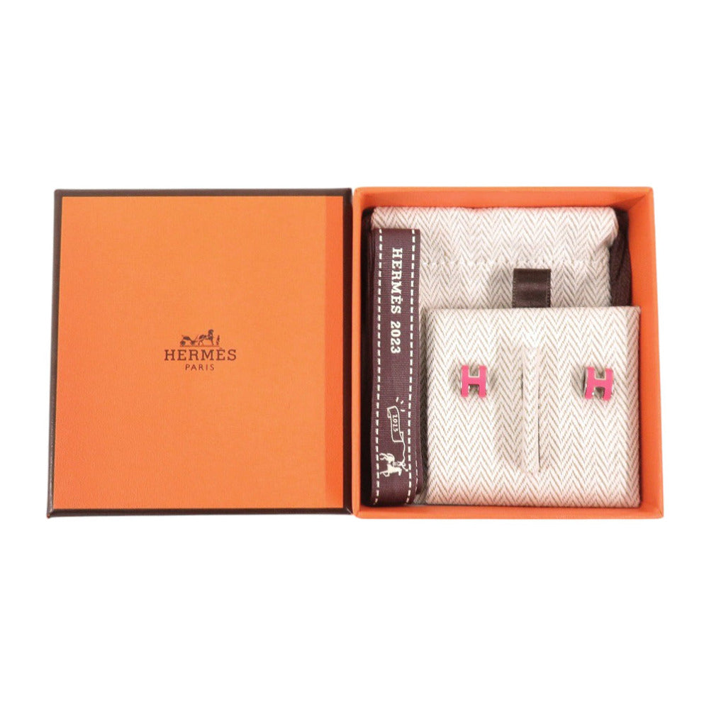 新品同様 エルメス ポップアッシュ ミニ ピアス メタル ピンク シルバー 1994【中古】HERMES
