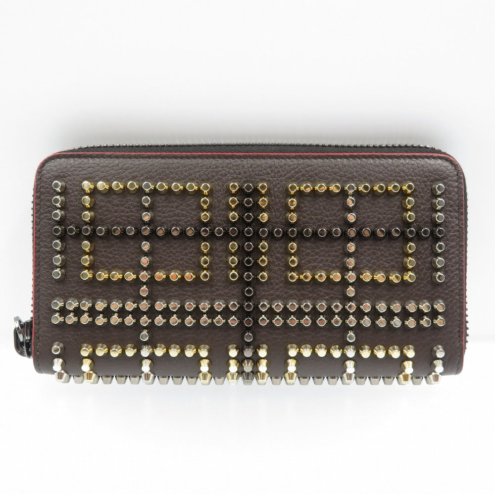 未使用 クリスチャンルブタン パネトーネ 3165145 カーフ スタッズ ブラック レッド ラウンドファスナー 長財布 1997【中古】Christian Louboutin