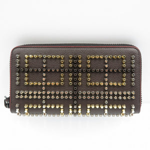 未使用 クリスチャンルブタン パネトーネ 3165145 カーフ スタッズ ブラック レッド ラウンドファスナー 長財布 1997【中古】Christian Louboutin