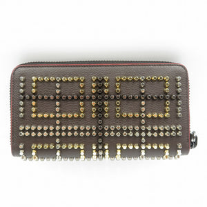 未使用 クリスチャンルブタン パネトーネ 3165145 カーフ スタッズ ブラック レッド ラウンドファスナー 長財布 1997【中古】Christian Louboutin