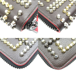 未使用 クリスチャンルブタン パネトーネ 3165145 カーフ スタッズ ブラック レッド ラウンドファスナー 長財布 1997【中古】Christian Louboutin