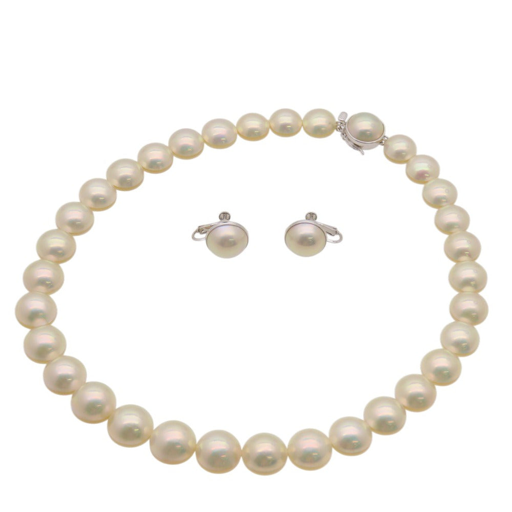 美品 タサキ マベパール K14WG ネックレス イヤリング セット 12ｍｍ-14.5ｍｍ ホワイトゴールド/マベパール パール 田崎真珠 2025【中古】TASAKI