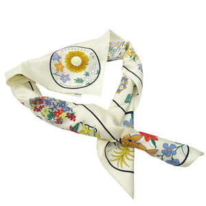 美品 エルメス PLANIFLEURS プラニフルール カレ90 ツイルスカーフ シルク マルチカラー 2097【中古】HERMES