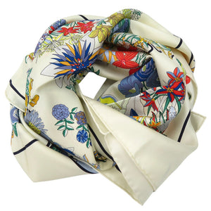 美品 エルメス PLANIFLEURS プラニフルール カレ90 ツイルスカーフ シルク マルチカラー 2097【中古】HERMES