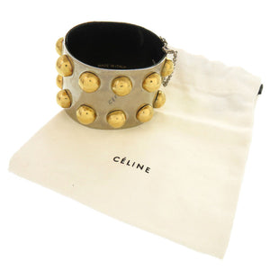 セリーヌ スタッズ メタル レザー ゴールド バングル 2108【中古】CELINE