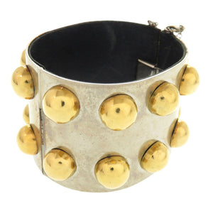 セリーヌ スタッズ メタル レザー ゴールド バングル 2108【中古】CELINE