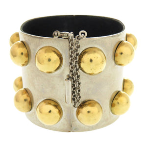 セリーヌ スタッズ メタル レザー ゴールド バングル 2108【中古】CELINE