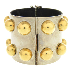 セリーヌ スタッズ メタル レザー ゴールド バングル 2108【中古】CELINE