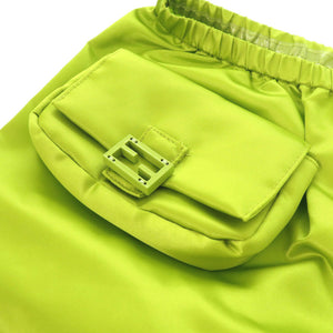 新品同様 フェンディ ポーチ付き レッグウォーマー ナイロン グリーン 緑 2109【中古】FENDI