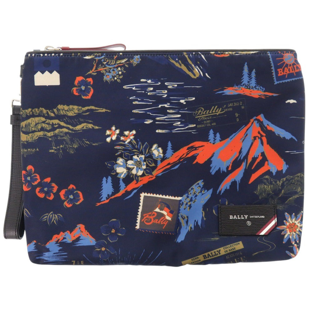 未使用品 バリー FHOLLER.NPR 27 MULTIBLUESKY ナイロン ブルー クラッチバッグ 青 2134【中古】BALLY